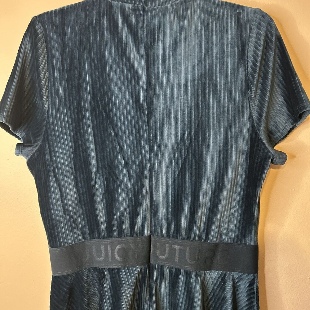 Juicy Couture Women’s Size Large Velvet Dress Y2K defined waist dark teal - Picture 2 of 8